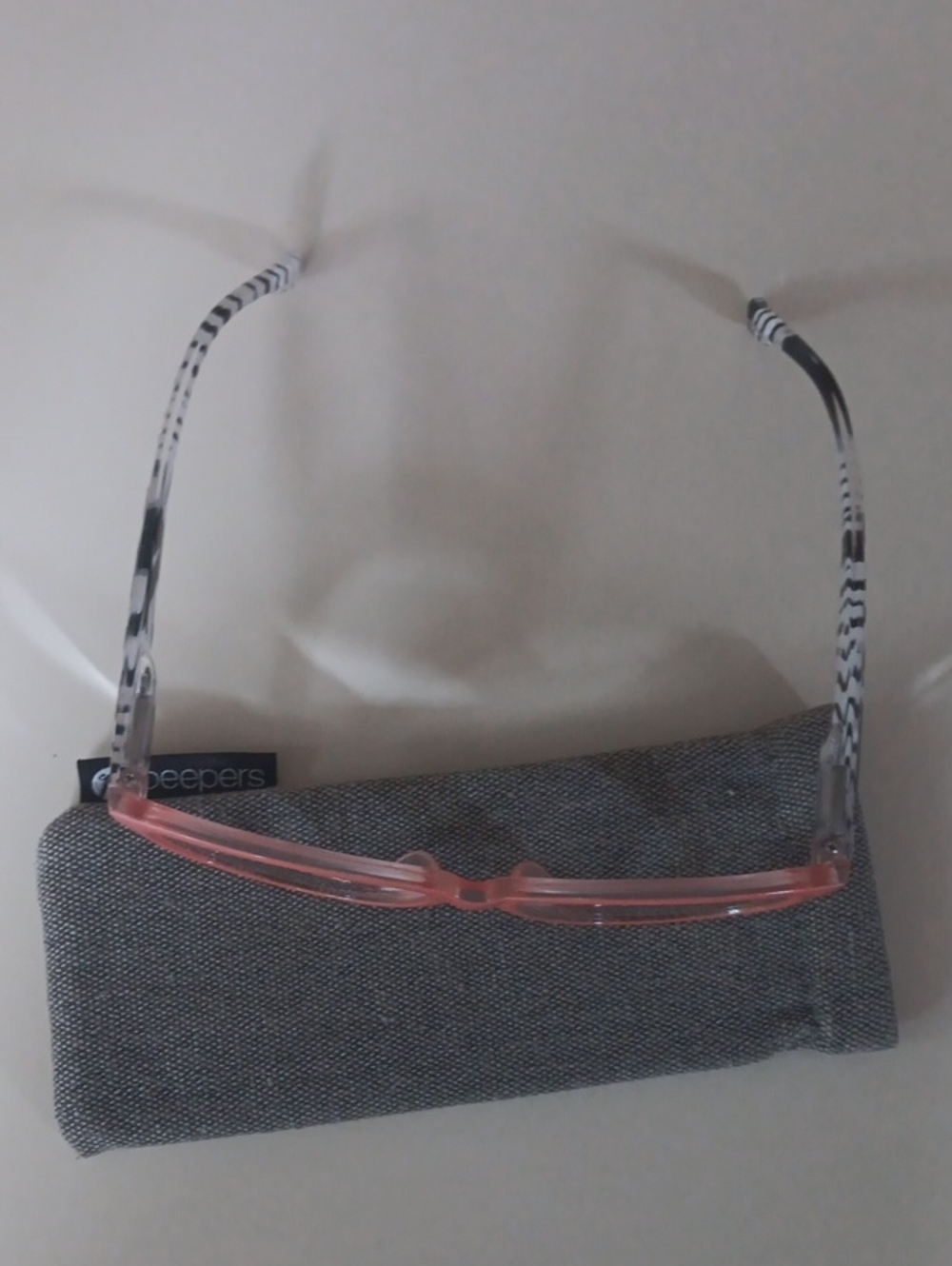 Women’s Coral Cat-Eye Glasses with Zebra-Print Temples +2.50 manification Reader - Picture 4 of 7